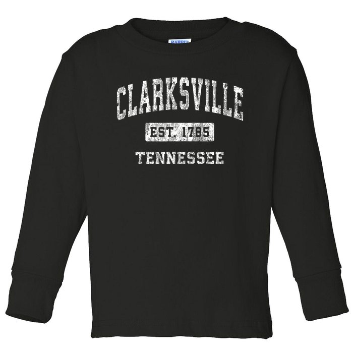 Clarksville Tennessee Tn Vintage Established Sports Toddler Long Sleeve Shirt