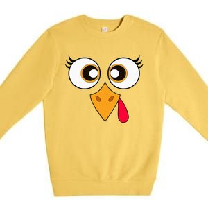 Cute Thanksgiving Turkey Face Turkey Day Premium Crewneck Sweatshirt