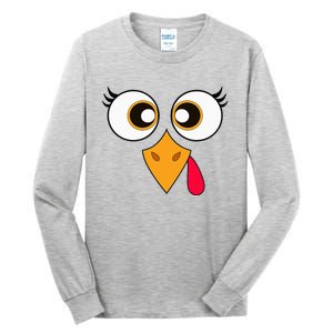 Cute Thanksgiving Turkey Face Turkey Day Tall Long Sleeve T-Shirt