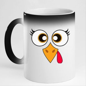 Cute Thanksgiving Turkey Face Turkey Day 11oz Black Color Changing Mug