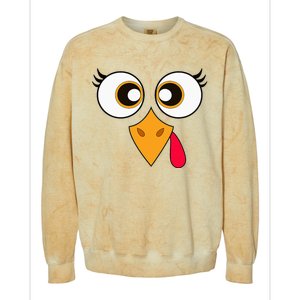 Cute Thanksgiving Turkey Face Turkey Day Colorblast Crewneck Sweatshirt