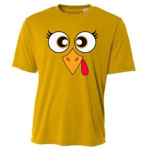 Cute Thanksgiving Turkey Face Turkey Day Cooling Performance Crew T-Shirt