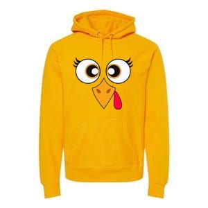 Cute Thanksgiving Turkey Face Turkey Day Premium Hoodie