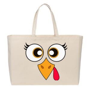 Cute Thanksgiving Turkey Face Turkey Day Cotton Canvas Jumbo Tote