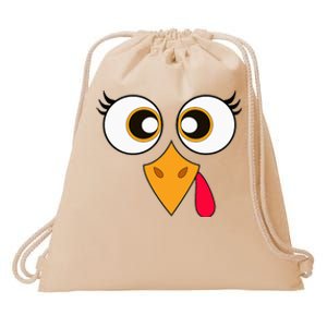 Cute Thanksgiving Turkey Face Turkey Day Drawstring Bag