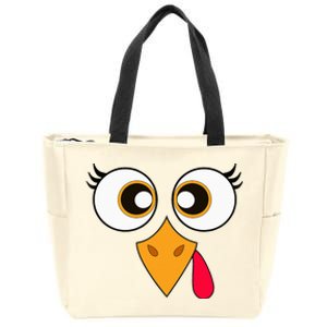 Cute Thanksgiving Turkey Face Turkey Day Zip Tote Bag