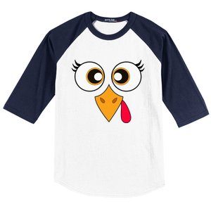 Cute Thanksgiving Turkey Face Turkey Day Baseball Sleeve Shirt