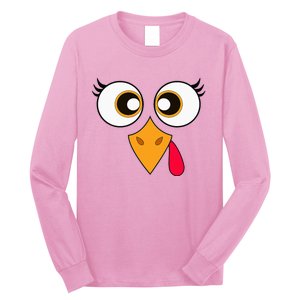 Cute Thanksgiving Turkey Face Turkey Day Long Sleeve Shirt