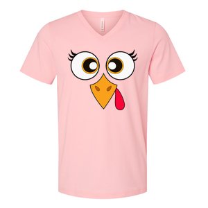 Cute Thanksgiving Turkey Face Turkey Day V-Neck T-Shirt