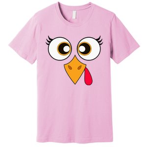 Cute Thanksgiving Turkey Face Turkey Day Premium T-Shirt