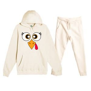 Cute Thanksgiving Turkey Face Turkey Day Premium Hooded Sweatsuit Set