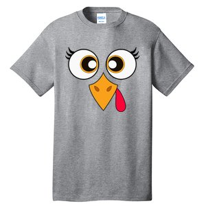 Cute Thanksgiving Turkey Face Turkey Day Tall T-Shirt