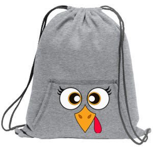 Cute Thanksgiving Turkey Face Turkey Day Sweatshirt Cinch Pack Bag