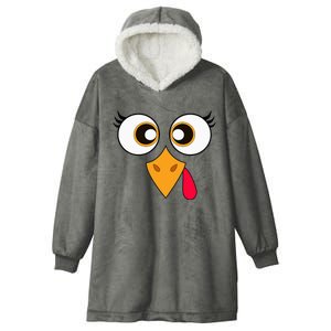 Cute Thanksgiving Turkey Face Turkey Day Hooded Wearable Blanket