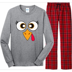 Cute Thanksgiving Turkey Face Turkey Day Long Sleeve Pajama Set