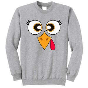 Cute Thanksgiving Turkey Face Turkey Day Tall Sweatshirt