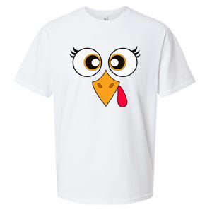 Cute Thanksgiving Turkey Face Turkey Day Sueded Cloud Jersey T-Shirt