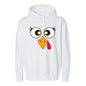 Cute Thanksgiving Turkey Face Turkey Day Garment-Dyed Fleece Hoodie