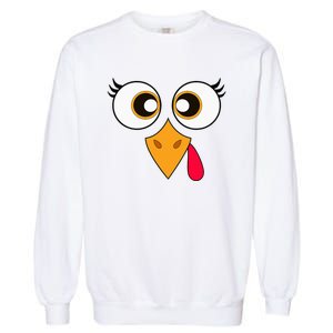 Cute Thanksgiving Turkey Face Turkey Day Garment-Dyed Sweatshirt