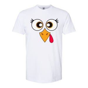 Cute Thanksgiving Turkey Face Turkey Day Softstyle CVC T-Shirt