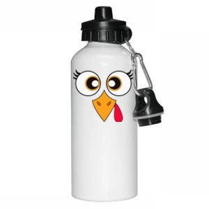 Cute Thanksgiving Turkey Face Turkey Day Aluminum Water Bottle