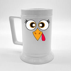 Cute Thanksgiving Turkey Face Turkey Day Beer Stein