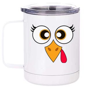 Cute Thanksgiving Turkey Face Turkey Day 12 oz Stainless Steel Tumbler Cup