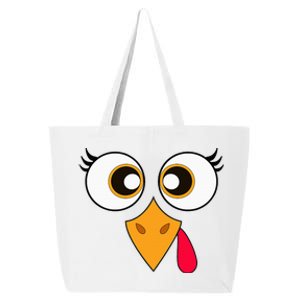 Cute Thanksgiving Turkey Face Turkey Day 25L Jumbo Tote