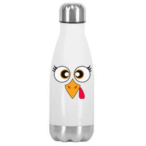 Cute Thanksgiving Turkey Face Turkey Day Stainless Steel Insulated Water Bottle