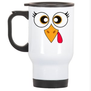 Cute Thanksgiving Turkey Face Turkey Day Stainless Steel Travel Mug