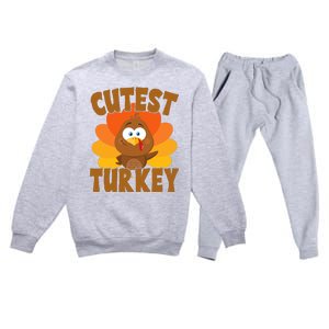 Cutest Turkey Thanksgiving Festive Premium Crewneck Sweatsuit Set