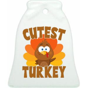 Cutest Turkey Thanksgiving Festive Ceramic Bell Ornament