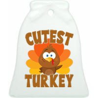 Cutest Turkey Thanksgiving Festive Ceramic Bell Ornament