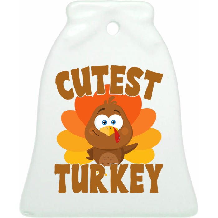 Cutest Turkey Thanksgiving Festive Ceramic Bell Ornament