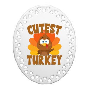 Cutest Turkey Thanksgiving Festive Ceramic Oval Ornament