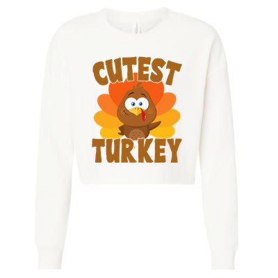 Cutest Turkey Thanksgiving Festive Cropped Pullover Crew