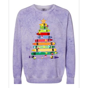 Christmas Tree Teacher Student Xmas Holiday Pajamas Colorblast Crewneck Sweatshirt