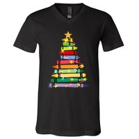 Christmas Tree Teacher Student Xmas Holiday Pajamas V-Neck T-Shirt