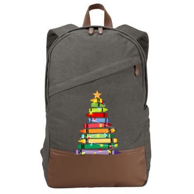 Christmas Tree Teacher Student Xmas Holiday Pajamas Cotton Canvas Backpack