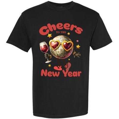 Cheers To The New Year 2025 Cute Funny Disco Ball Wine Party Gift Garment-Dyed Heavyweight T-Shirt