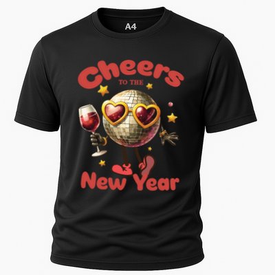 Cheers To The New Year 2025 Cute Funny Disco Ball Wine Party Gift Performance Shirt
