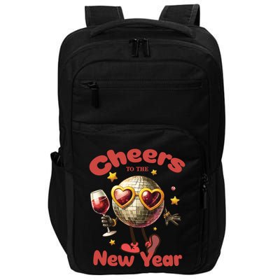 Cheers To The New Year 2025 Cute Funny Disco Ball Wine Party Gift Impact Tech Backpack