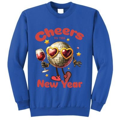 Cheers To The New Year 2025 Cute Funny Disco Ball Wine Party Gift Sweatshirt