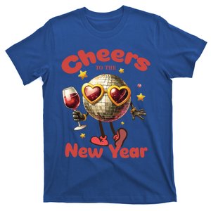 Cheers To The New Year 2025 Cute Funny Disco Ball Wine Party Gift T-Shirt