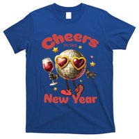 Cheers To The New Year 2025 Cute Funny Disco Ball Wine Party Gift T-Shirt