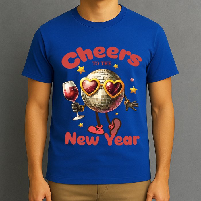 Cheers To The New Year 2025 Cute Funny Disco Ball Wine Party Gift T-Shirt