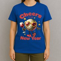 Cheers To The New Year 2025 Cute Funny Disco Ball Wine Party Gift T-Shirt