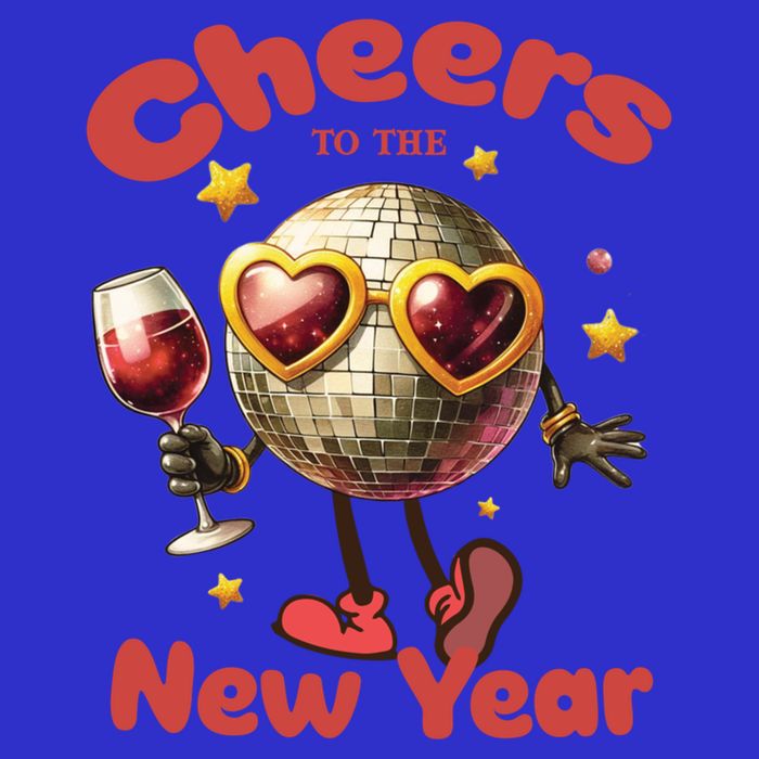 Cheers To The New Year 2025 Cute Funny Disco Ball Wine Party Gift T-Shirt