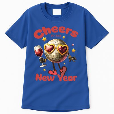 Cheers To The New Year 2025 Cute Funny Disco Ball Wine Party Gift Tall T-Shirt