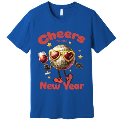 Cheers To The New Year 2025 Cute Funny Disco Ball Wine Party Gift Premium T-Shirt